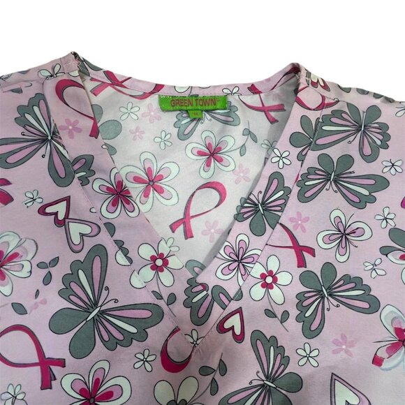 Women’s Pink Breast Cancer Awareness Scrub Top Size M - Picture 5 of 5
